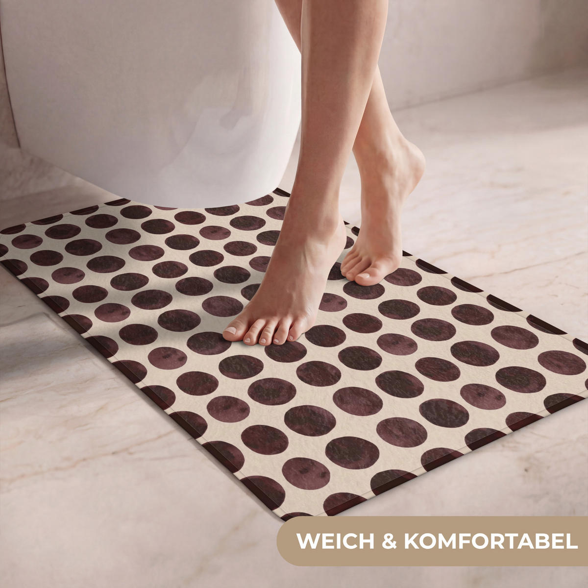 WC PŘEDLOŽKA Puntíky - Vzor - Hnědý 50x80 cm - bordeaux, textil/plast (50/1cm) - OnlyWow