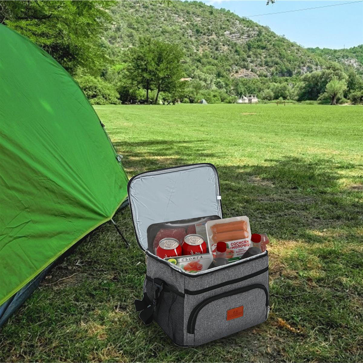 KÜHLTASCHE Thermotasche - Grau, Textil (22/24/29cm) - Intirilife