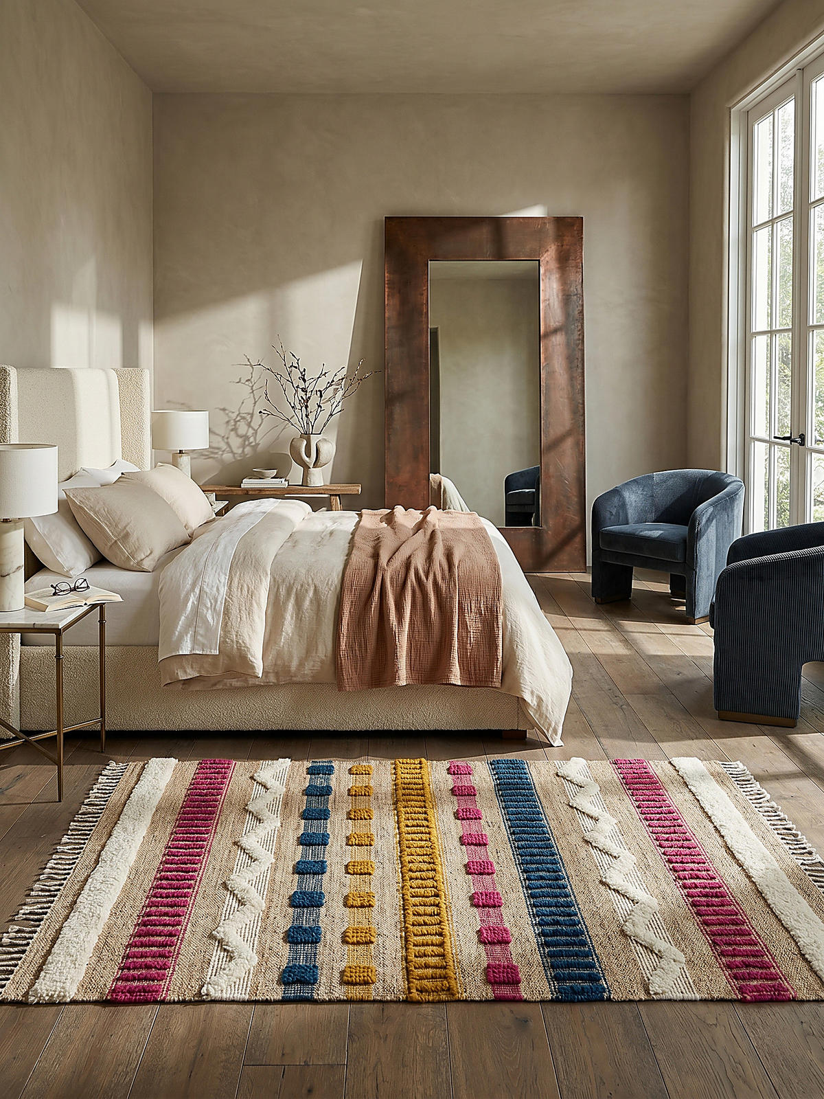 TEPPICH Hoch-Tief Struktur Gestreift, Ethno-Stil, mit Fransen wendbar, Esszimmer Natur-Multicolor Rechteckig 160x230 - Multicolor, Textil (160/230cm) - KADIMA DESIGN