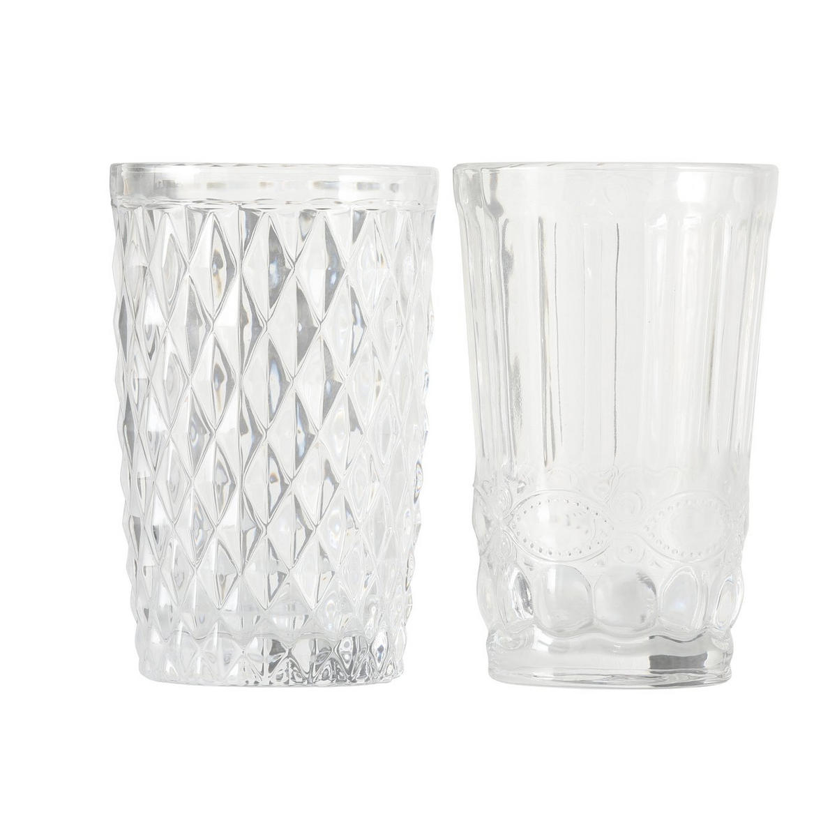 GLAS mit Verzierung Aurora Muster 2 300 ml 8/8/13 cm - Transparent, Glas (0.3L) - Boltze Home