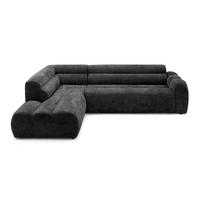 4-SITZER modulares Ecksofa VEER L Links, 283 x 190 cm, Chenille Webstoff Anthrazit - Anthrazit/Schwarz, Holz/Kunststoff (283/190cm) - Muffo