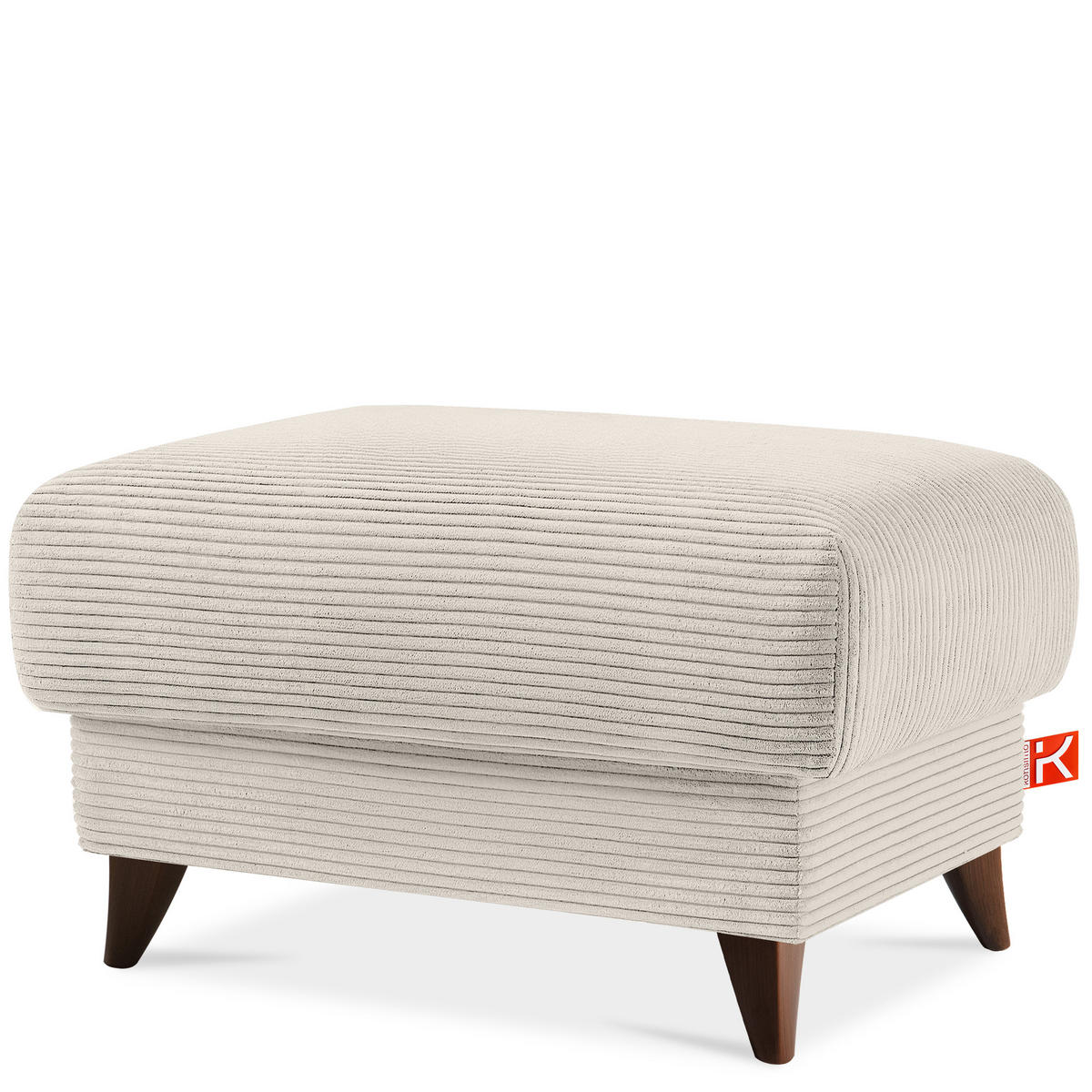 HOCKER GUSTAVO II, Cremefarbig - Creme/Braun, Holz/Holzwerkstoff (92/49/92cm) - KONSIMO®