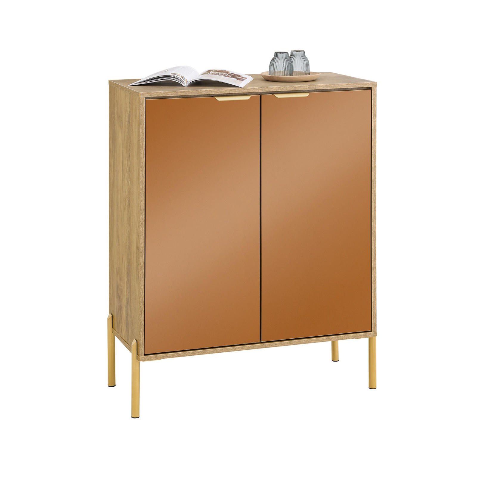 SCHUHSCHRANK Gold - Goldfarben, Glas/Holzwerkstoff (83/100/38cm) - SoBuy