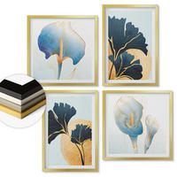 WANDBILDER 4er Set - 50x50 cm & 40x60 cm Goldrahmen - Zitronenweinporträt Kahlo - Goldfarben, Kunststoff (50/50cm) - ArtPrintCave