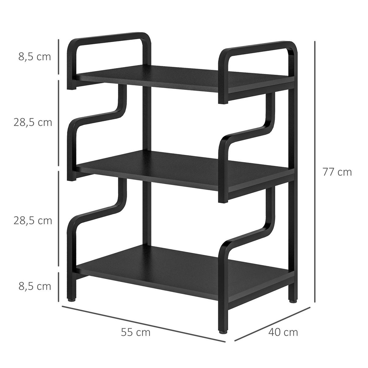 AKTENREGAL DE-14446 3 Ebenen, Industriestil Schwarz - Schwarz, Metall (40/77/55cm) - ComfortXL