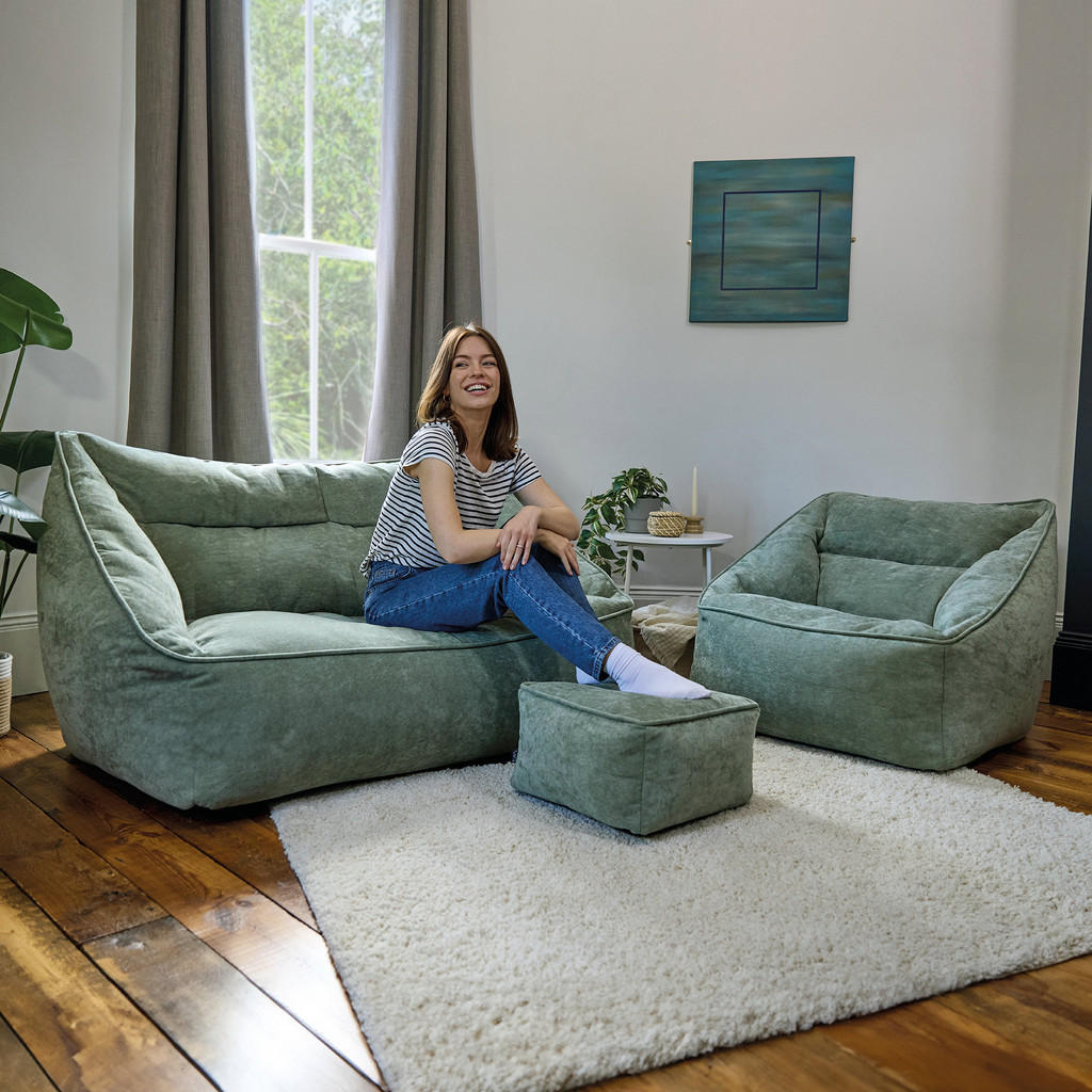 Thumbnail - icon Sitzsack-Set, Salbeigrün, Kunststoff, 3-Sitzer, 160x70x93 cm, Hergestellt in Deutschland, Wohnzimmer, Sofas & Couch...