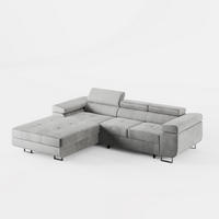 ECKSOFA VEMO CORE Links Grau Velours-Stoff mit Schlaffunktion und Bettkasten - Grau, Holz/Metall (280/205cm) - Barchello