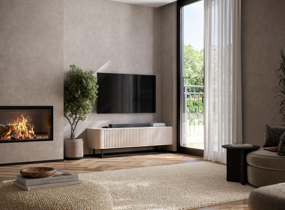 TV STOLÍK Aurora kašmírový matný 140 cm s kovovým rámom - čierna/kašmírová, kov/kompozitné drevo (140/44/35cm) - Meble Lindner