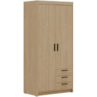DREHTÜRENSCHRANK Elena mit 2 Türen und 3 Schubladen, mit Spiegel Eiche Geölt - Eichefarben, Holzwerkstoff (90/190/53cm) - Beautysofa