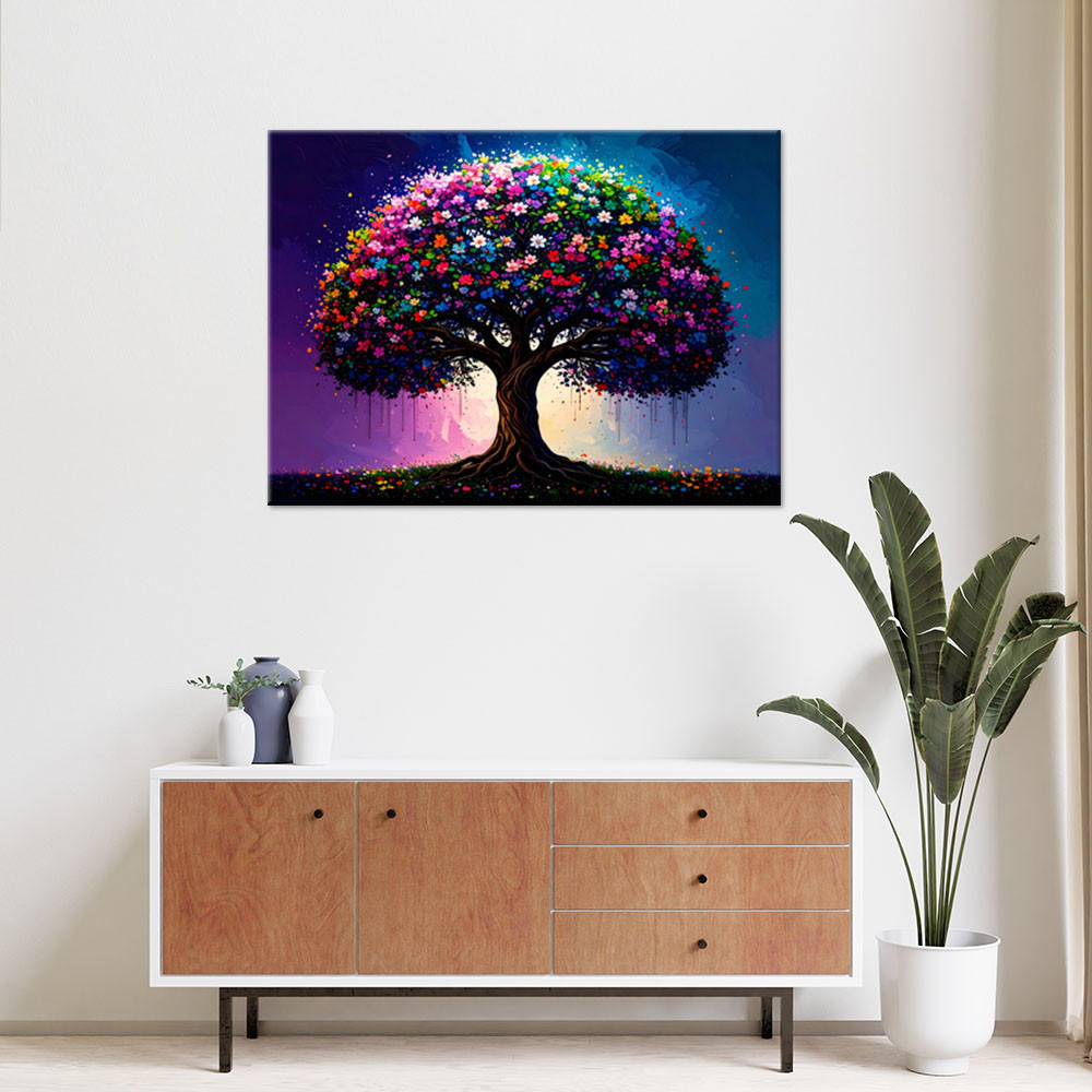 LEINWANDBILD Bunter Baum des Lebens 120x80cm - Multicolor, Textil (120/80cm) - Feeby