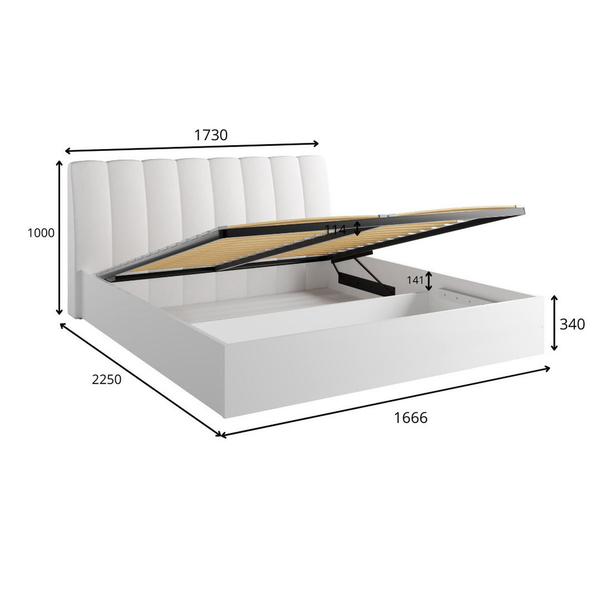 BETT ITAVIA – Liegefläche 160×200 cm – mit Bettkasten Alpinweiß - Weiß, Holzwerkstoff (160/200cm) - Milaros Markt
