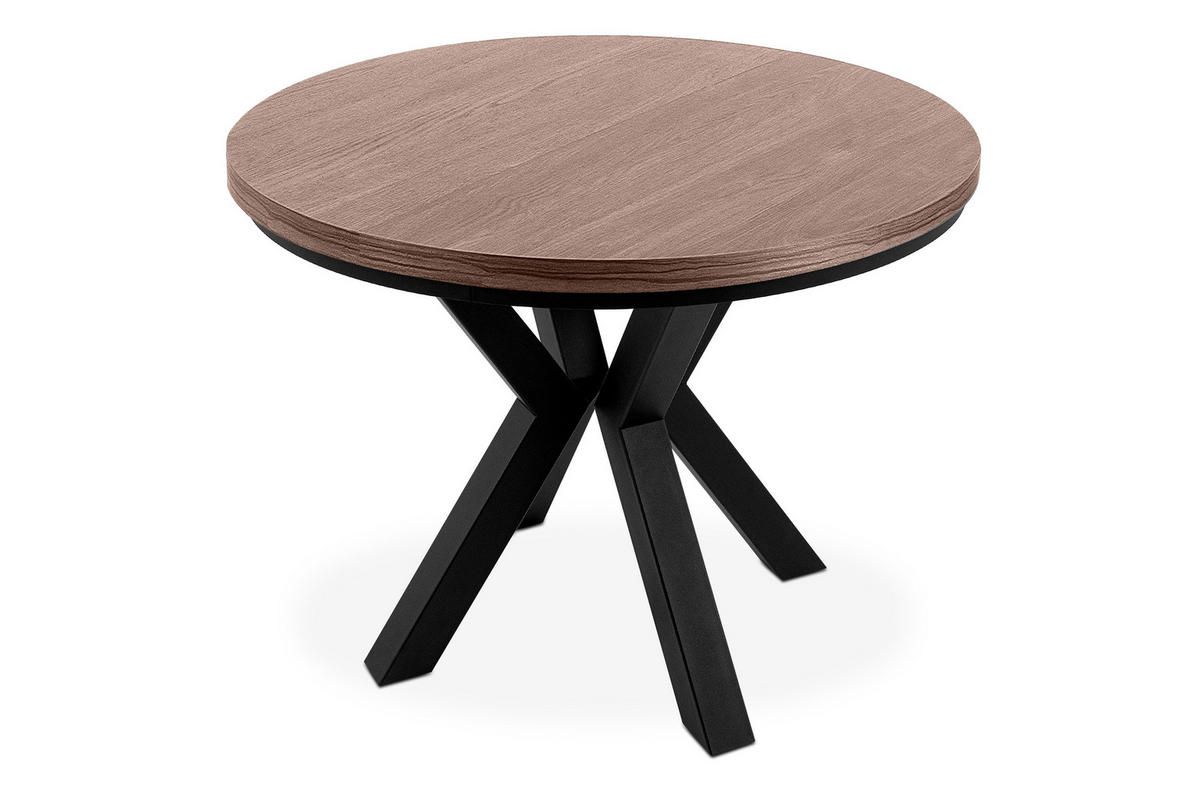 ESSTISCH ROSTEL Ausziehbar 100-140cm Rund, Walnuss mittel/schwarz - Walnussfarben/Schwarz, Holz (100/140/75cm) - KONSIMO®