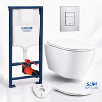 WC-SET ROLO Weiß, Slim-Sitz, Vorwandelement und Betätigungsplatte SkateC Chrom - Weiß, Keramik (50/113/48.5cm) - bad land