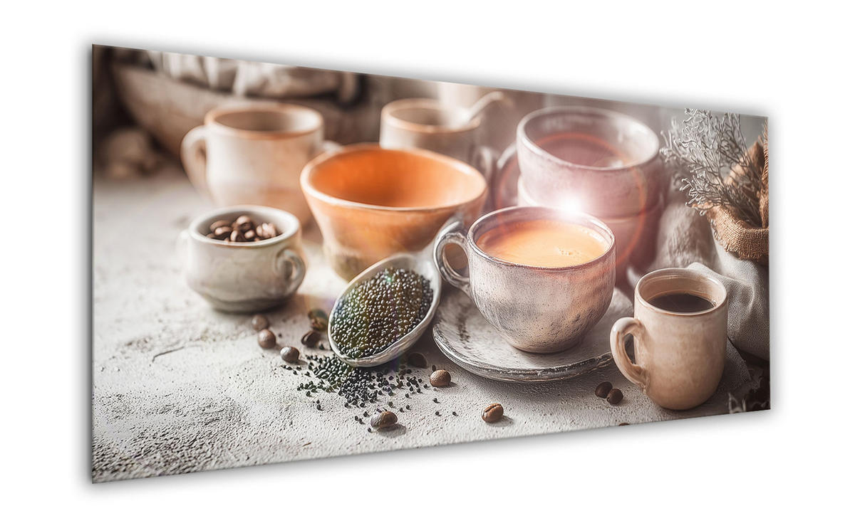 GLASBILD 125x50 cm Bild Küche Kaffee - Beige, Glas (125/50cm) - artissimo