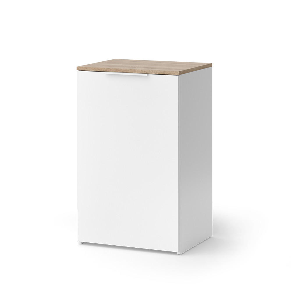 KOMMODE Wido Weiß 50 x 80 cm mit Regal - Weiß/Sonoma Eiche, Holzwerkstoff (50/80/40cm) - Vicco