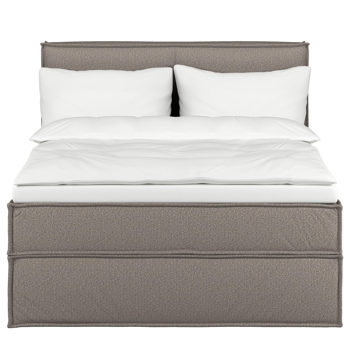 BOXSPRINGBETT mit Kopfteil - Premium - Grau, Textil (140/200cm) - home24