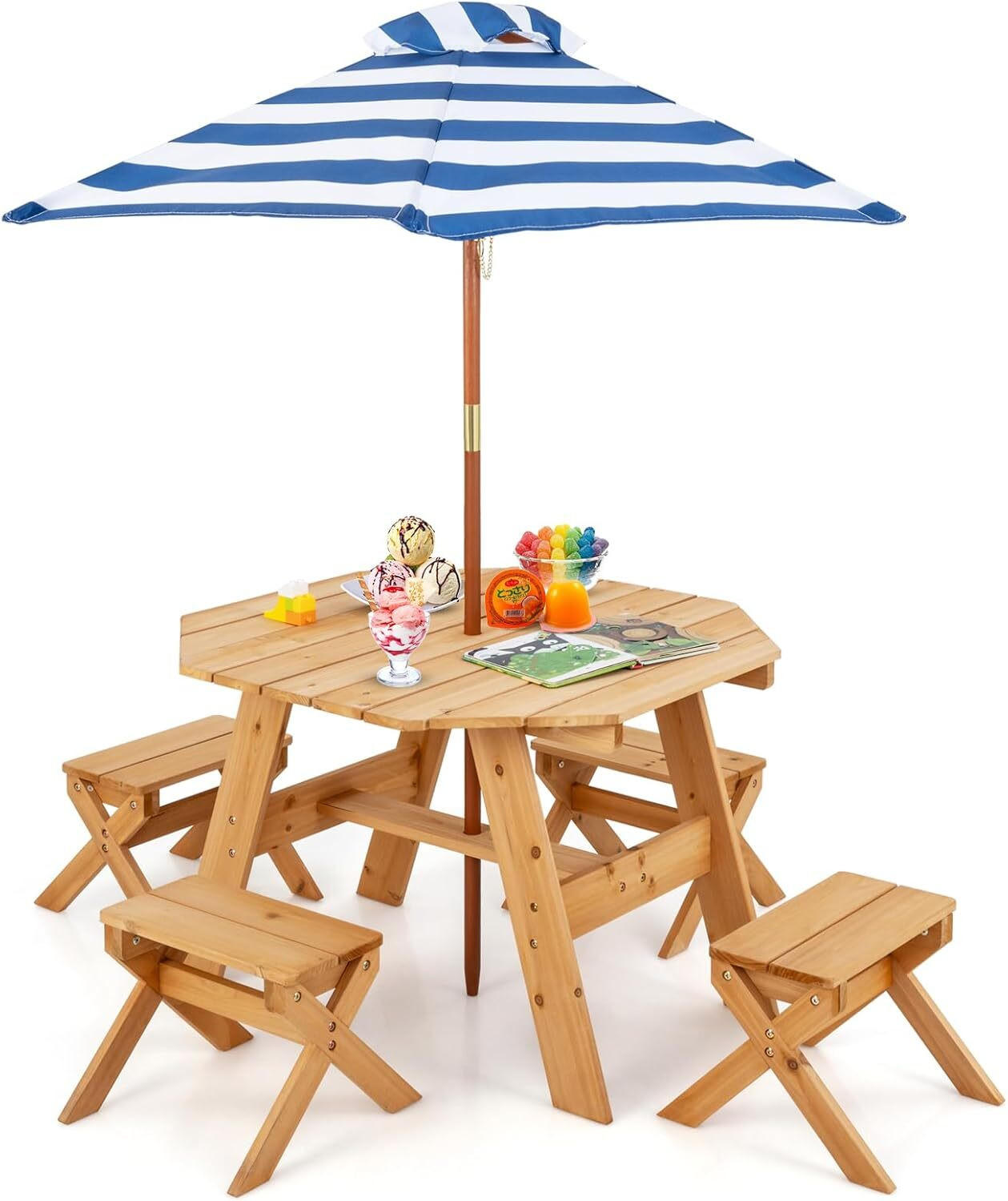 KINDERSITZGRUPPE 54cm Natur - Naturfarben, Holz - COSTWAY