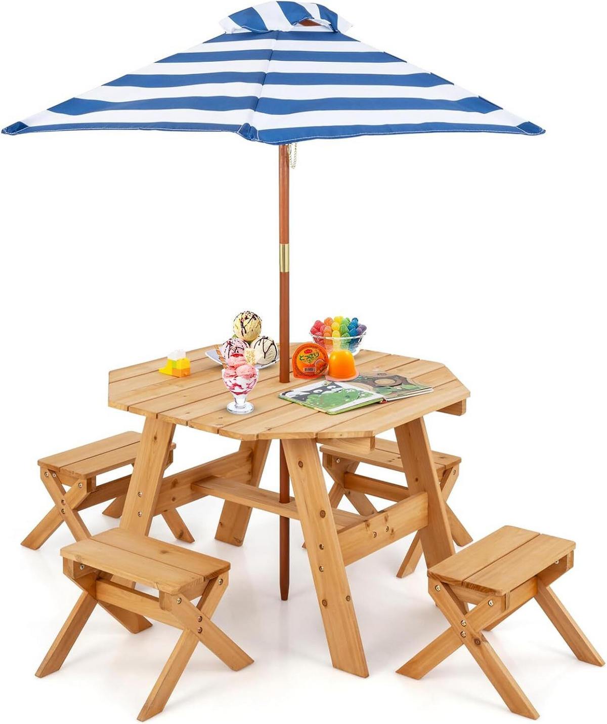 KINDERSITZGRUPPE 54cm Natur - Naturfarben, Holz - COSTWAY