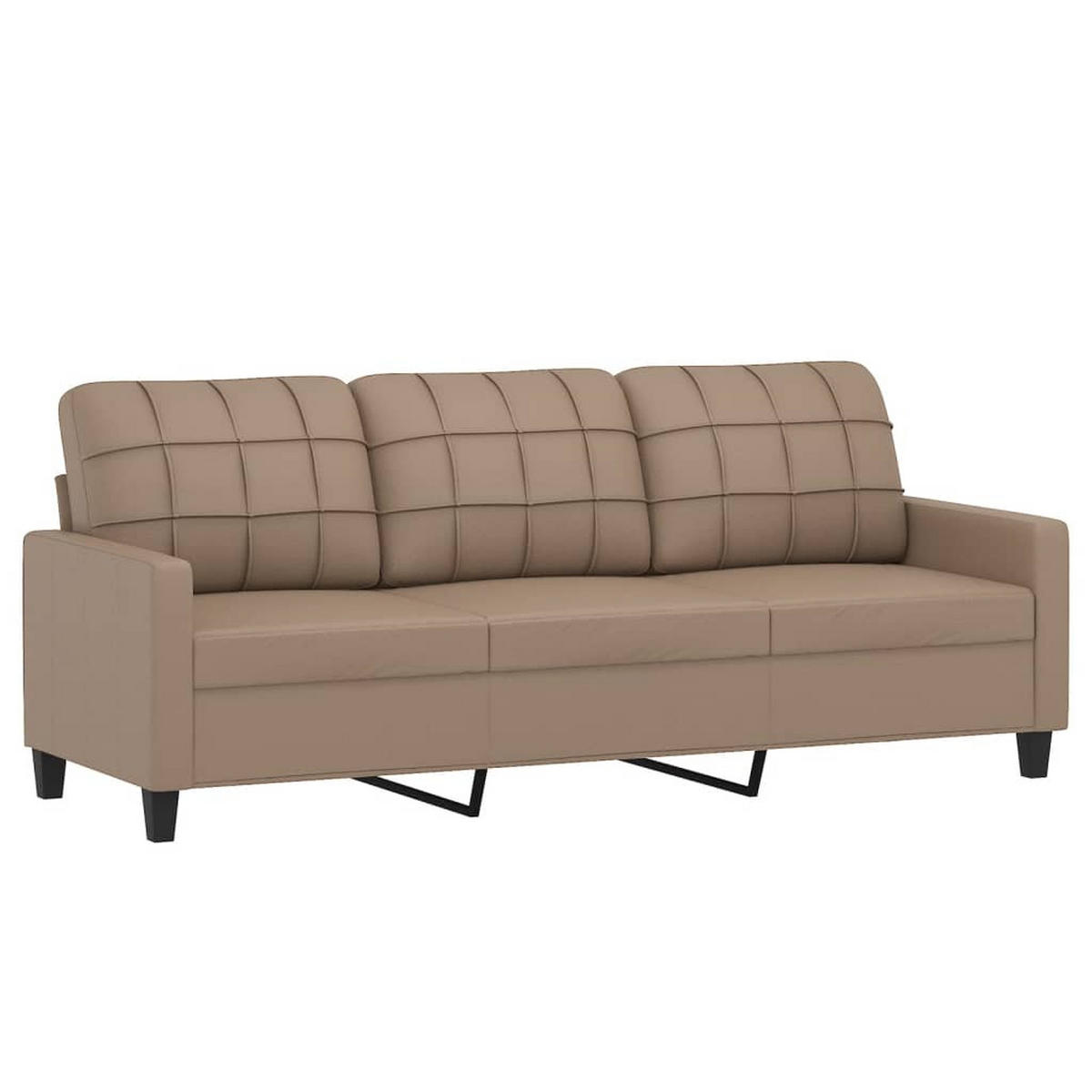 SOFAGARNITUR 3-TLG. Mit Kissen Cappuccino-Braun Kunstleder - Braun, Leder (77/80/78cm) - vidaXL