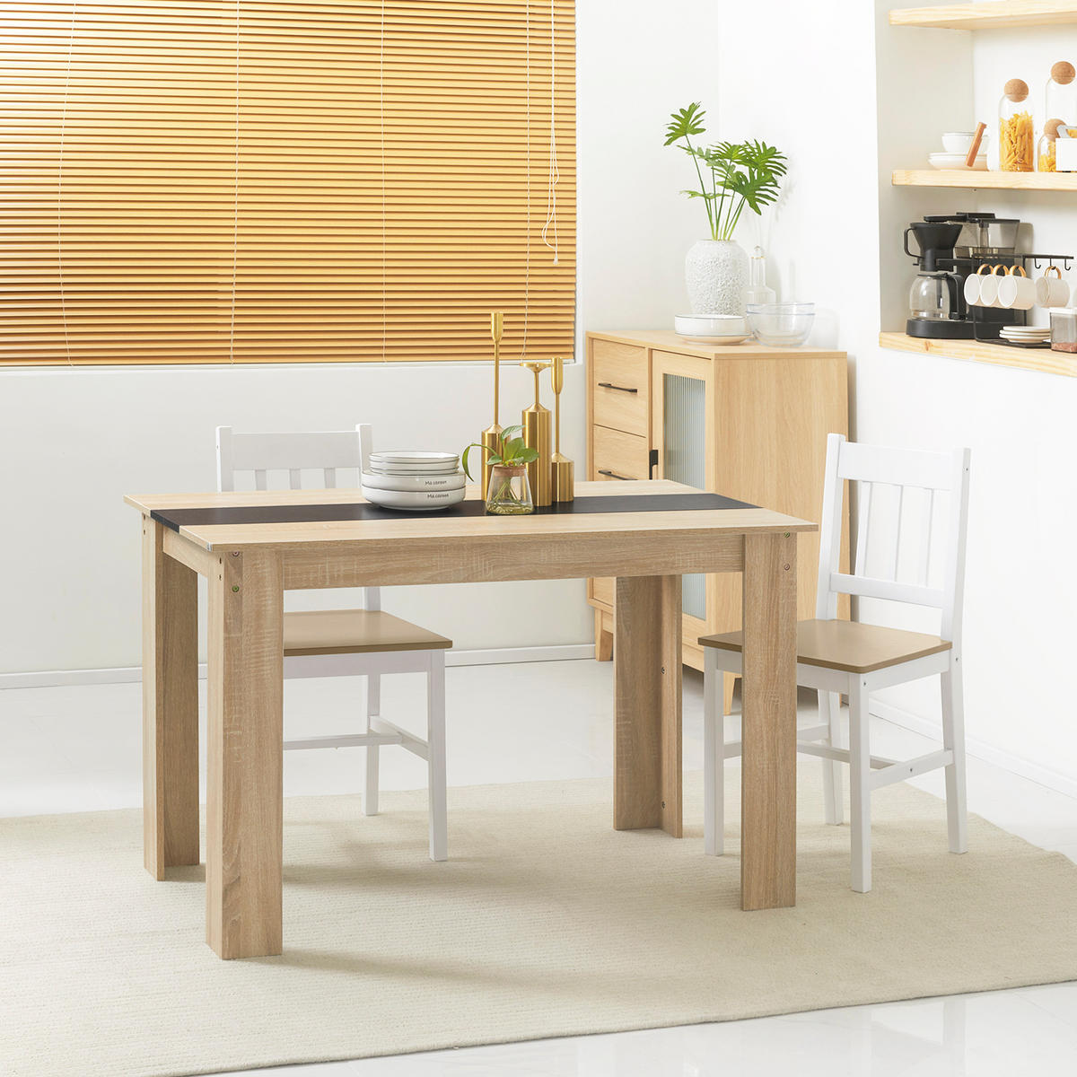 ESSTISCH Eichefarben Schwarz Holzoptik 120/69/75 cm - Naturfarben, Holz (69/120/75cm) - PANGIVO