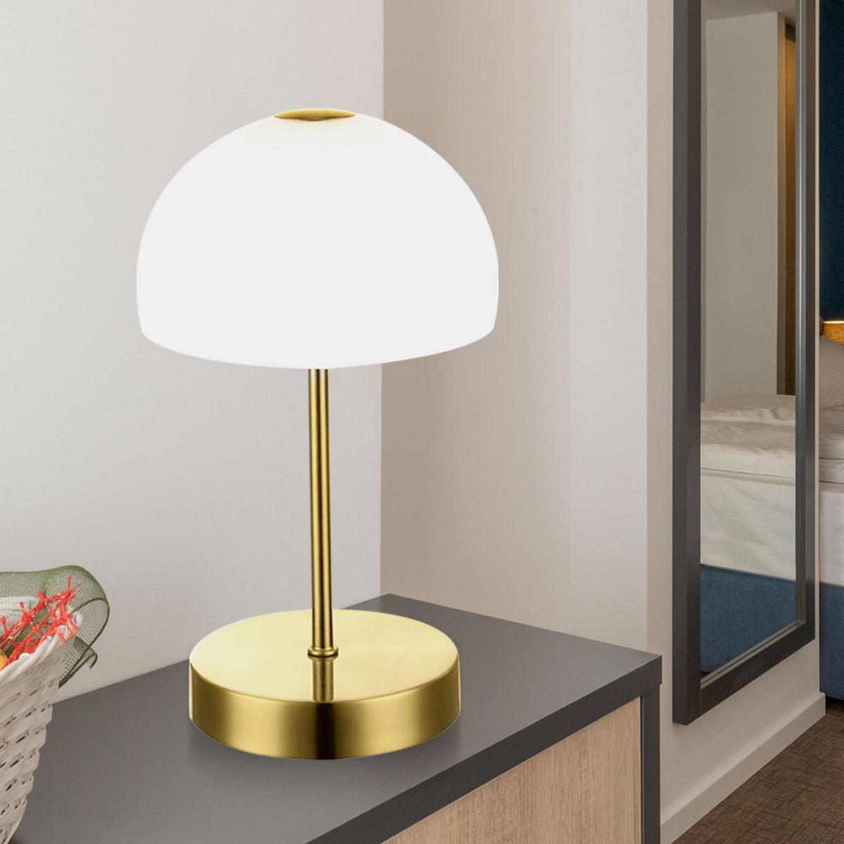 LED TISCHLEUCHTE Messing Weiß - Weiß, Glas (15/15/27cm)