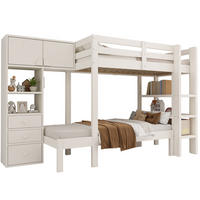 ETAGENBETT 90/200 cm aus Massivholz und MDF mit Nachtlicht und Stauraum Weiß - Weiß, Metall (90/200cm) - Modenvie