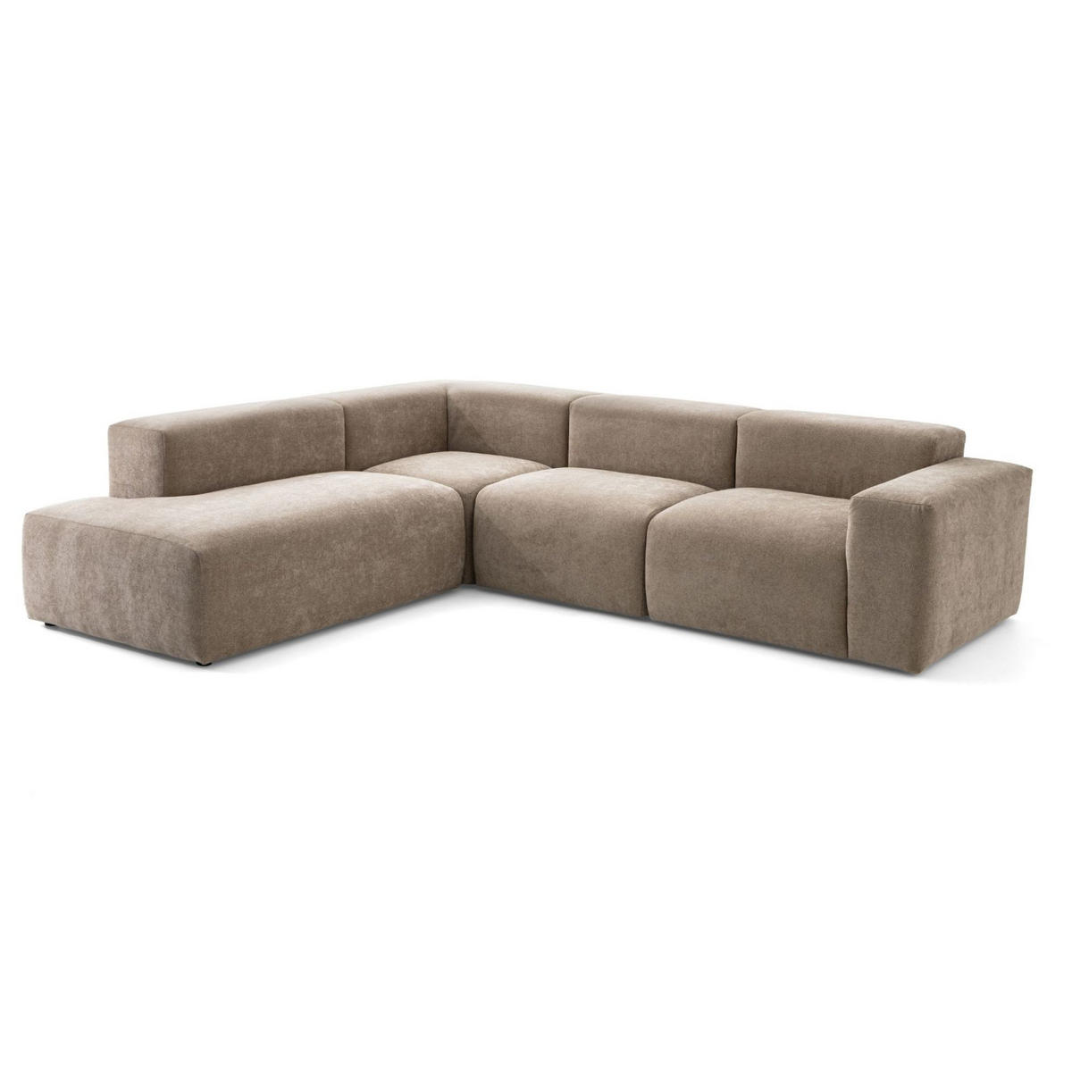 4-SITZER modulares Ecksofa HEAVEN SET 2 Links, Breite 300 cm Webstoff Braun - Schwarz/Braun, Holz/Kunststoff (300/245cm) - Muffo