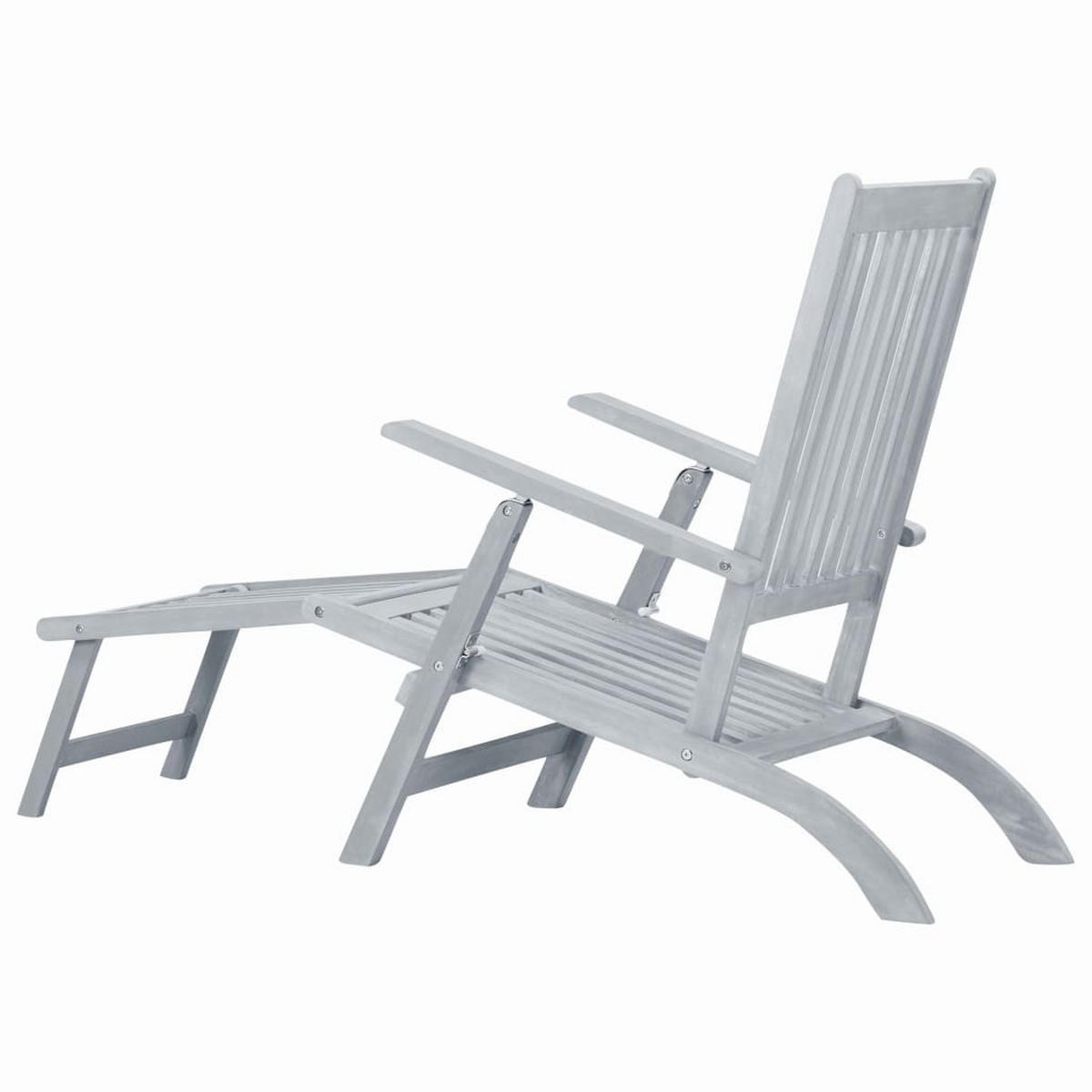 LIEGESTUHL mit Fußteil Grau Massivholz Akazie - Grau, Holz (56/75/167cm) - furnicato