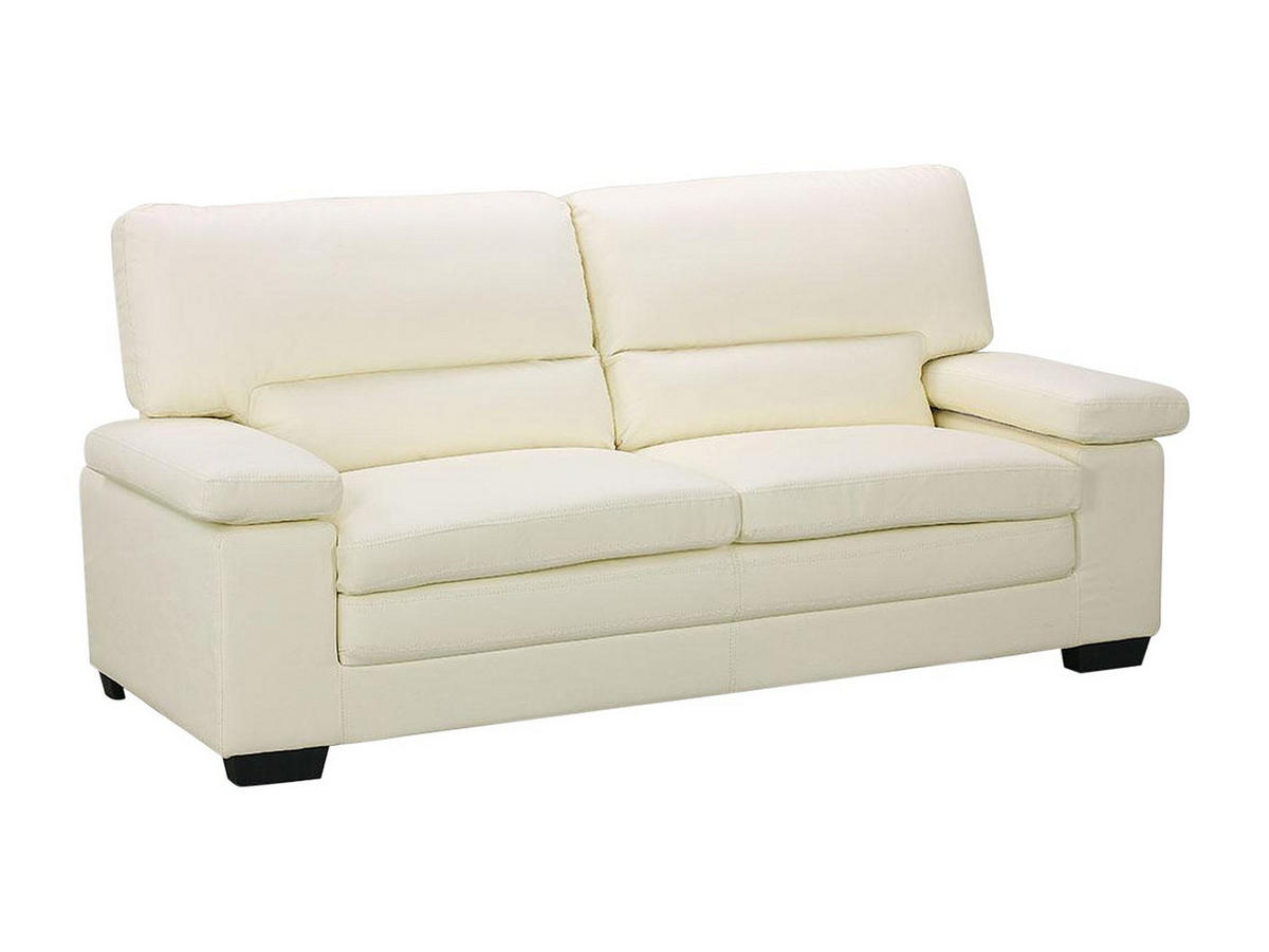 SOFA - 3 Personen - leder - elfenbeinfarben Mimas - Weiß, Leder (210/97/89cm) - Vente-Unique