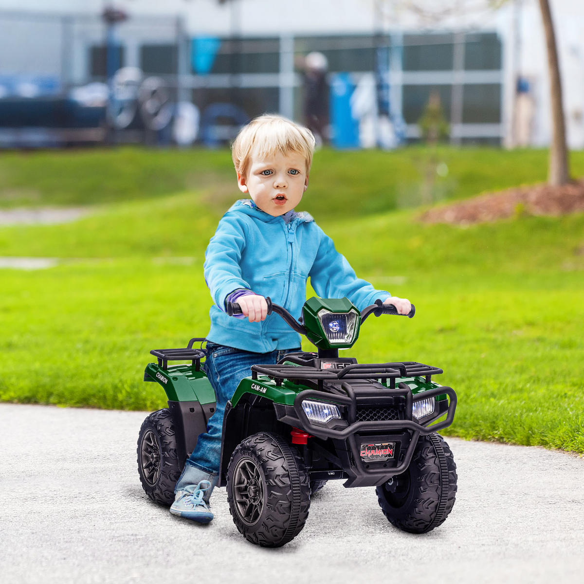 MINI ELEKTRO-QUAD KINDER, Schwarz+Grün, Kunststoff+ Stahl - Schwarz/Grün, Metall (88/45/50cm) - HOMCOM