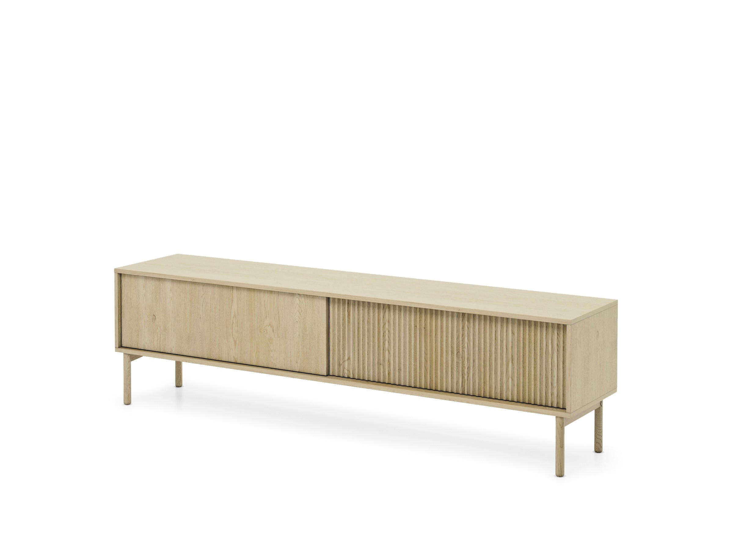 RTV-SCHRANK Aviro Eiche Cremona, breite TV-Tisch - Hellbraun/Eichefarben, Holzwerkstoff (187/52/40cm) - Bettso