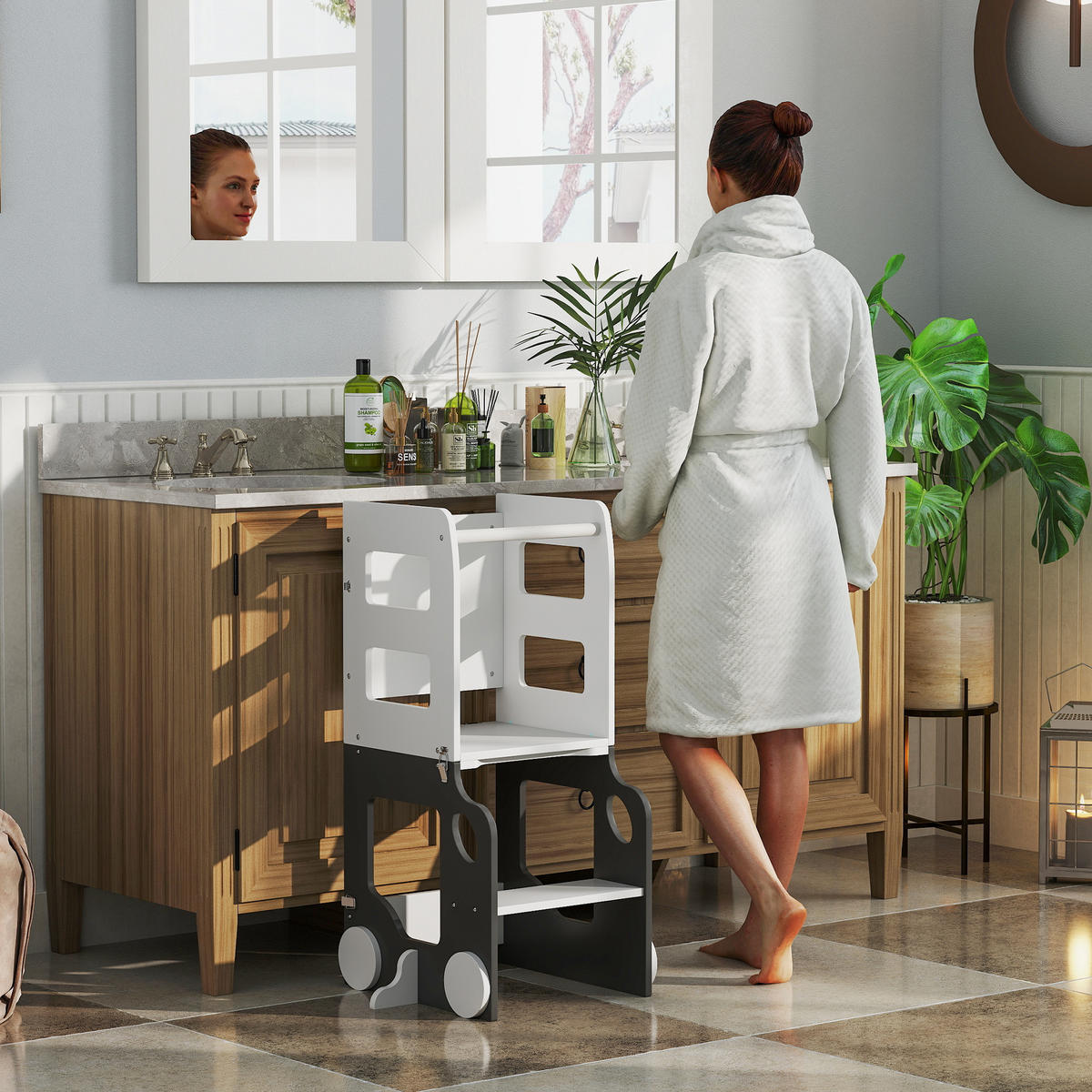 LERNTURM DE-17248 4-in-1 mit doppelseitiger Tafel & Autodesign Grau - Weiß, Holzwerkstoff (46/92/58cm) - ComfortXL