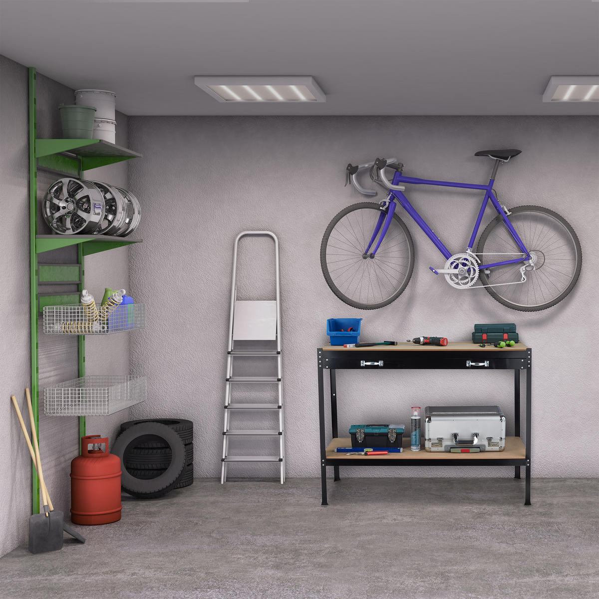 WERKBANK - Schwarz, Holzwerkstoff/Metall (121/90.5/63.5cm) - Relaxdays