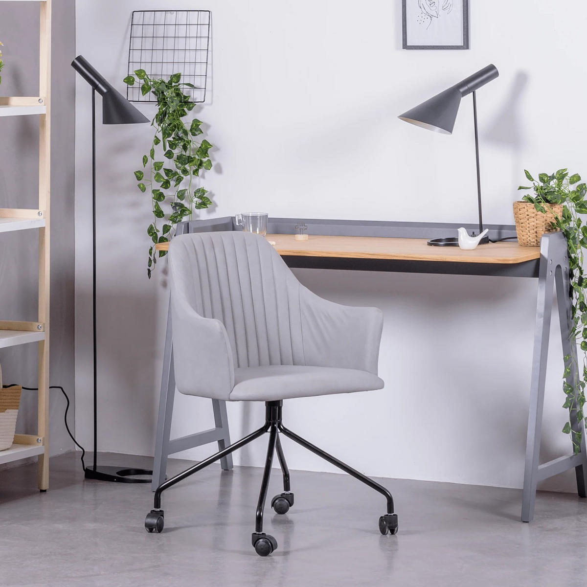 BÜROSTUHL Textil Hellgrau - Hellgrau, Textil (58/82/55cm) - Nest Dream