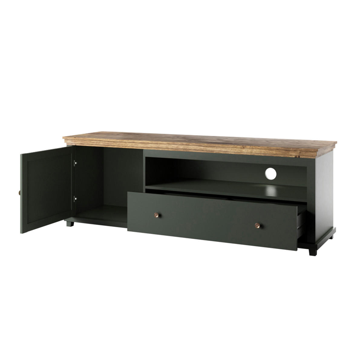 TV-MÖBEL Martin Grün und Holz - Grün, Holzwerkstoff (181/61/49cm) - Petits-meubles