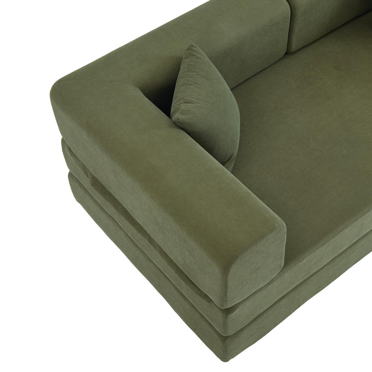PODNA SOFA s cilindričnim naslonom za leđa, sklopiva, tkanina corduroy - Zelena - zelena, tekstil (100/70/200cm) - KOMHTOM