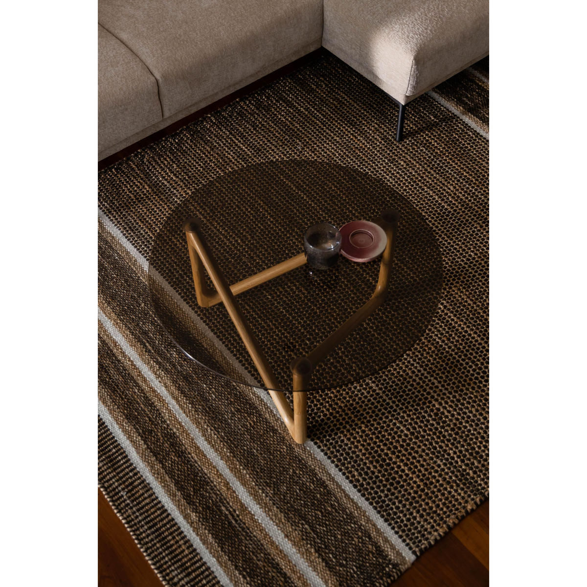 COUCHTISCH Naia Rund 80 cm Natural - Klar, Glas (80/80/40cm) - Dutchbone