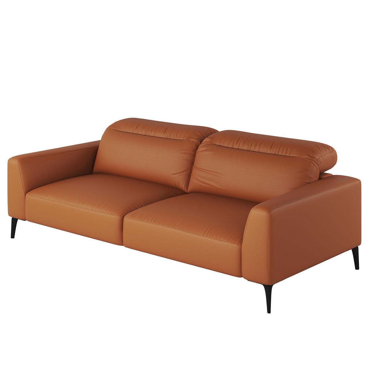 3-SITZER SOFA - Kastanienfarben/Schwarz, Leder/Metall (233/73/107cm) - home24
