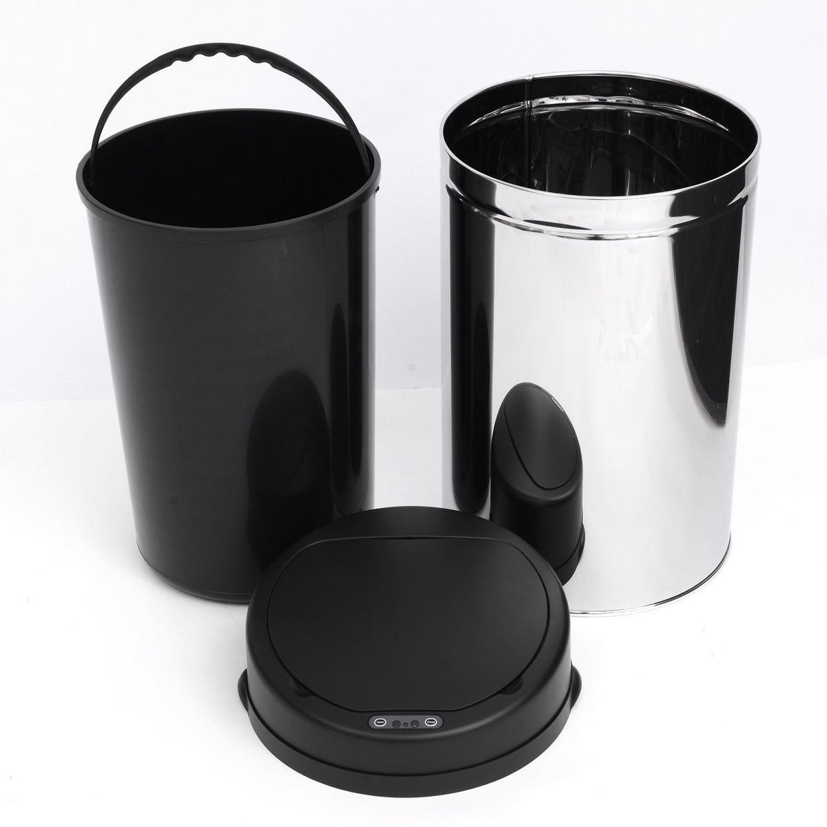 MÜLLEIMER 30L Edelstahl Silber Automatischer Abfalleimer 30,5/51,5/30,5 cm - Silberfarben, Metall (30.5/51.5/30.5cm) - Rolipo