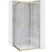 DUSCHKABINE Rea City 80x80 Gold Brush mit Duschwanne Savoy Schwarz - Goldfarben, Glas (80/80/190cm) - REA