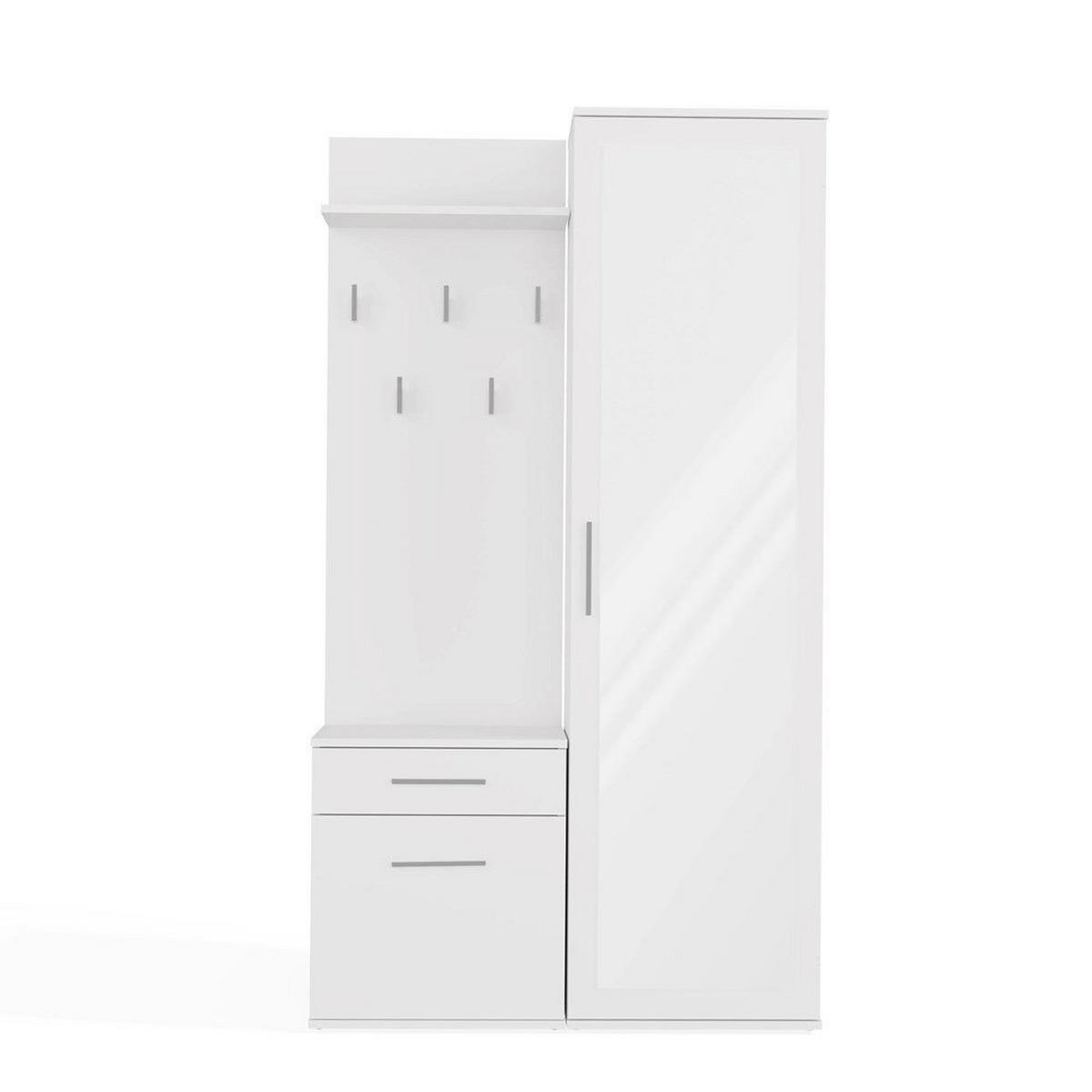 GARDEROBENSET Gustav (3-teilig) - Weiß, Holzwerkstoff (50/180/35cm) - kommodly