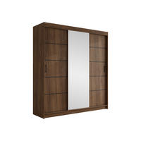 SCHIEBETÜRENSCHRANK Infinity III 200 - Nussbaumfarben/Schwarz, Holzwerkstoff/Kunststoff (200/200/58cm) - MIRJAN24