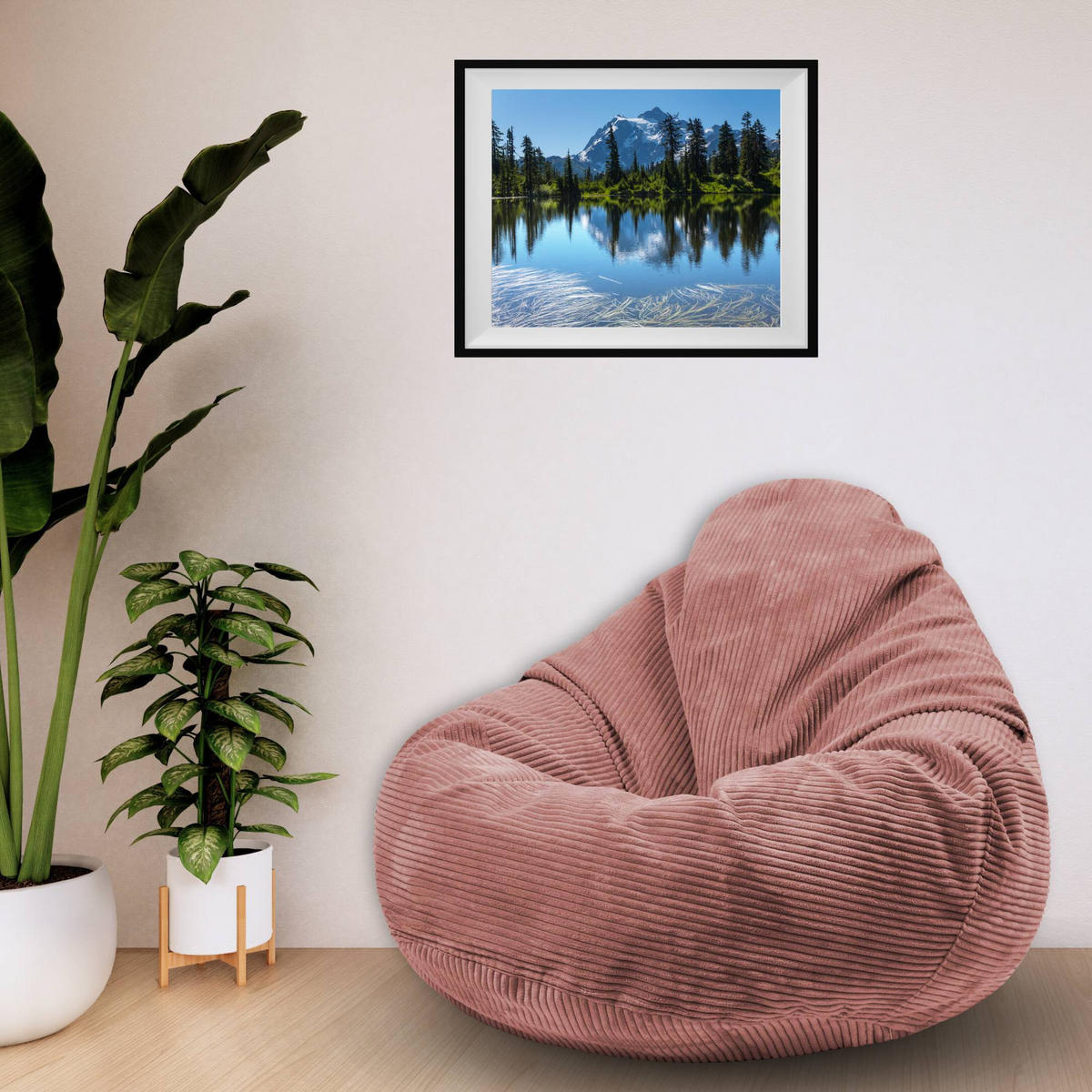 SITZSACK PARADISE MIT FUßSTÜTZE Kordsamt 2-tlg Ginger Spice M - Pink/Cognac, Textil (90/100/90cm) - Dreamroots
