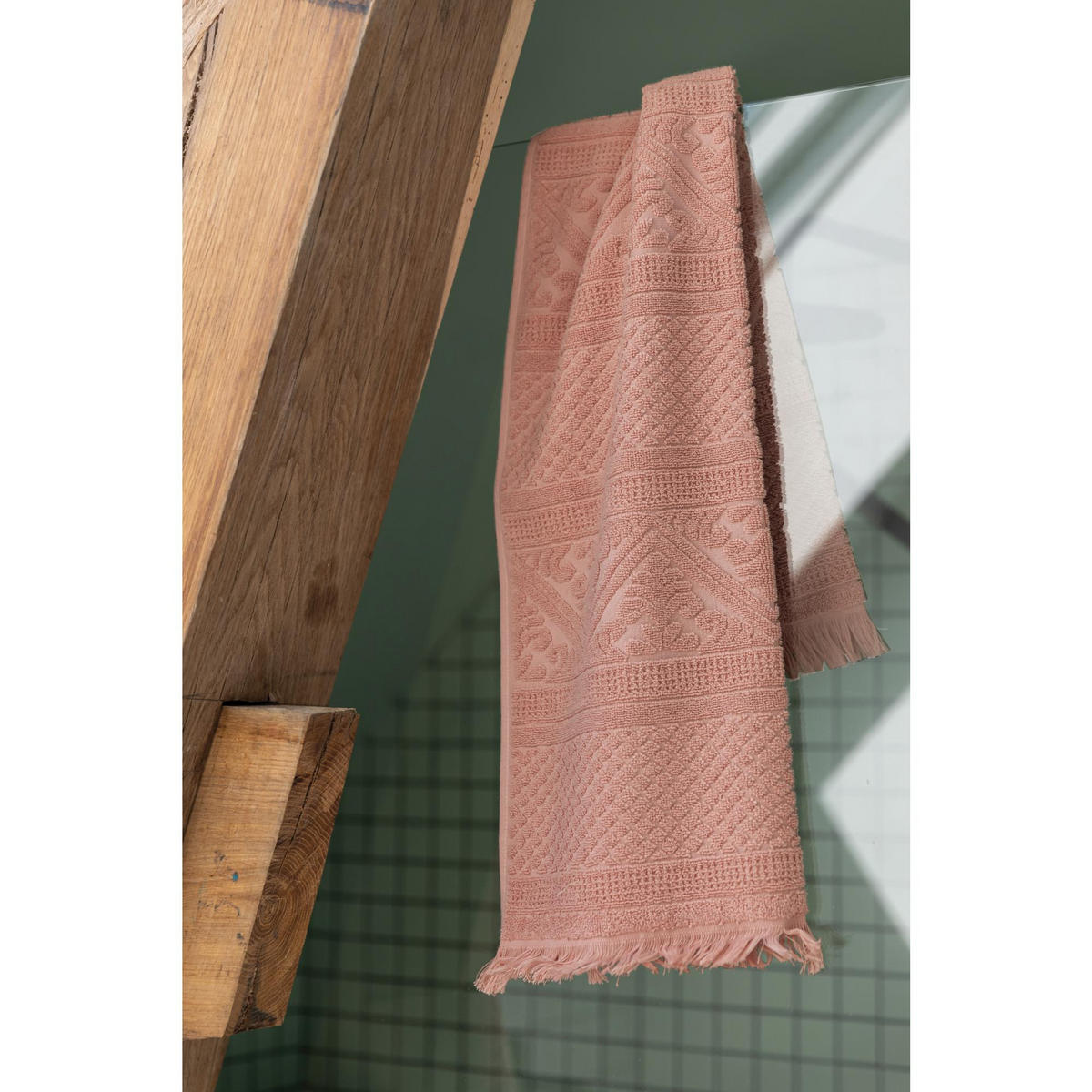 HANDTUCH Zoé tonfarben 50 x 100 cm - Koralle, Textil (50/100cm) - Vivaraise