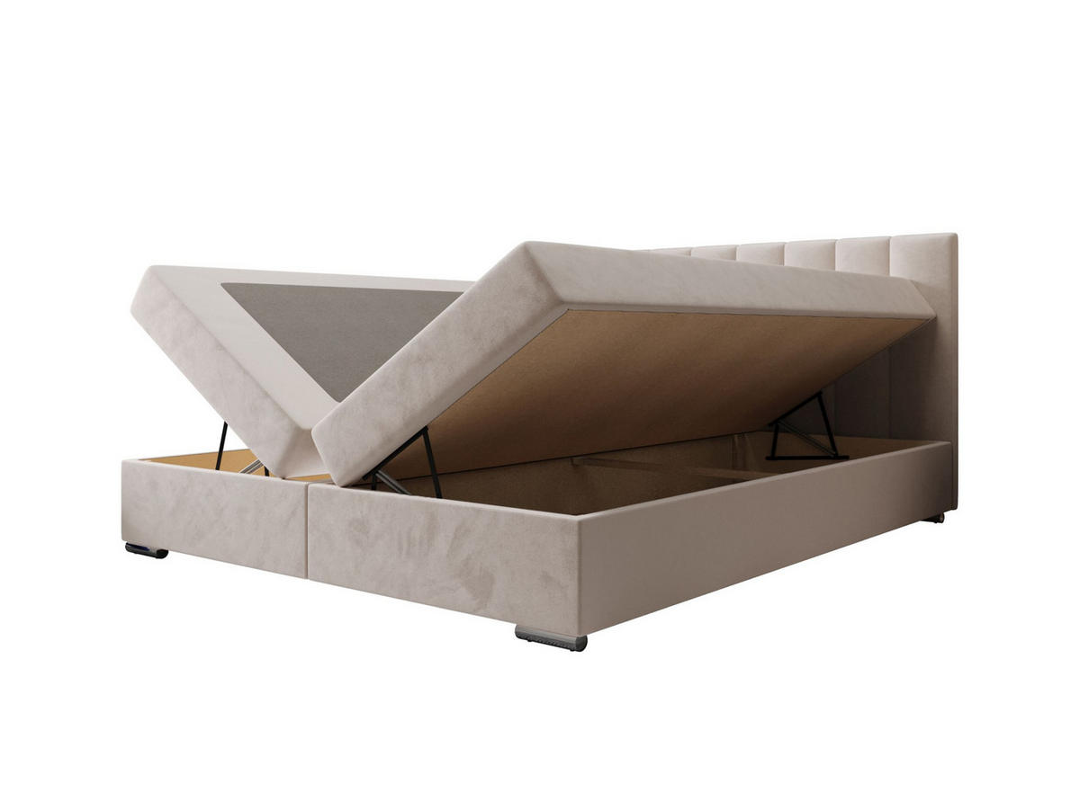 BOXBETT ZILANO 2 mit Matratze H3 und Topper 140x200 Itaka 16 - Creme, Holz/Textil (140/200cm) - Bedante