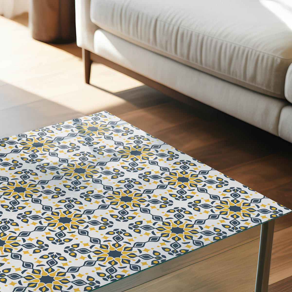 GLASPLATTE 80x60 cm – Mosaik-Eleganz - Gelb, Glas (0.4/80/60cm) - ArtPrintCave