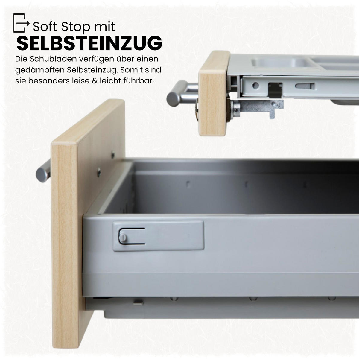 ROLLCONTAINER - mit Hängeregistratur 58/42,8/59 cm in Buchefarben Bügelgriff (Metall) - Buchefarben, Holzwerkstoff (42.8/59/58cm) - bümö