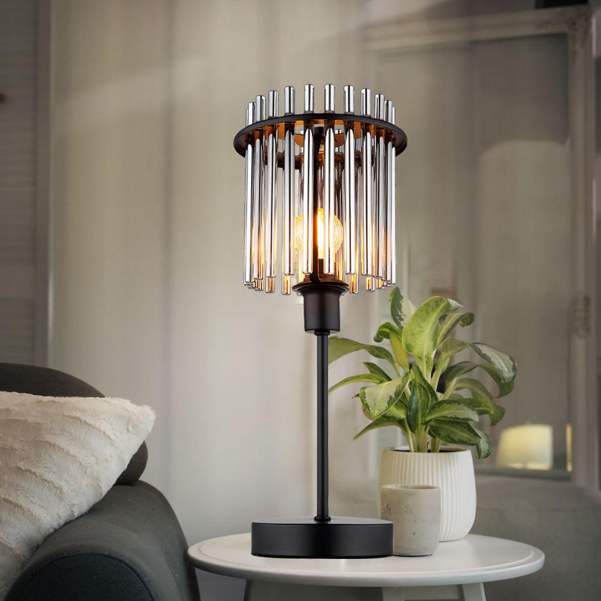 LED TISCHLEUCHTE Gorley Metall Grau - Grau, Glas (15/15/37.5cm) - Globo Lighting