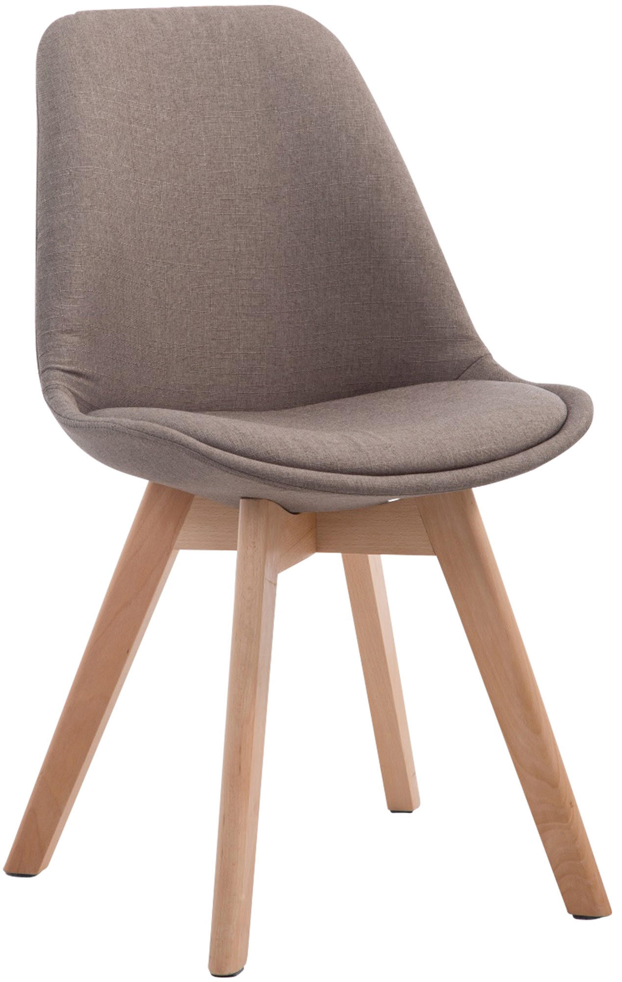 STUHL Stoff Taupe - Taupe/Eukalyptusholzfarben, Holz/Textil (48/84/55cm) - CLP
