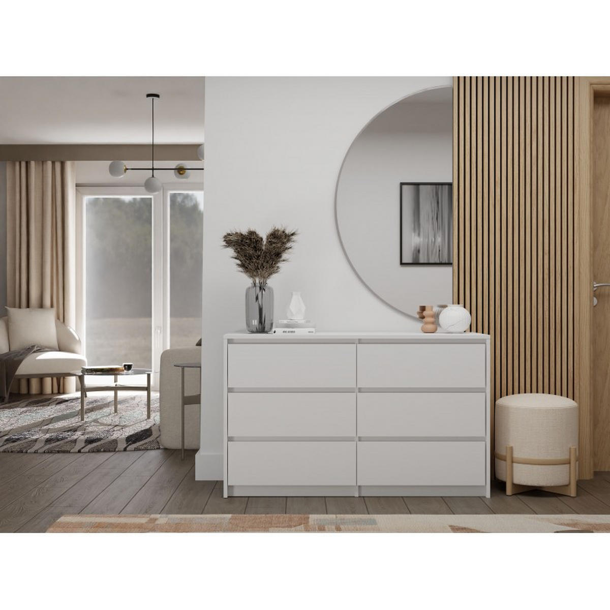 KOMMODE Weiß 120/73,5/40 - Weiß, Holzwerkstoff (120/74/40cm) - RAUMHIRSCH FURNITURE